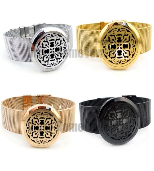 

round silver old world (30mm) with stainless steel metal mesh band / essential oils diffuser locket bracelet2520655, Golden;silver