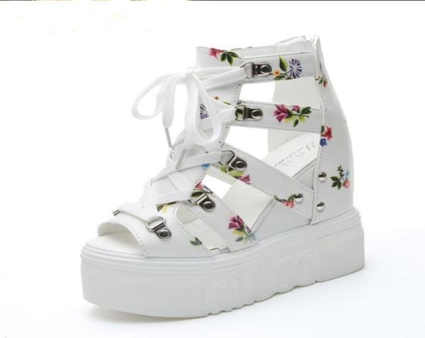 

woman sandals summer new fashion platform sandals wedges thick bottom casual women shoes high heels sandalias8292113, Black