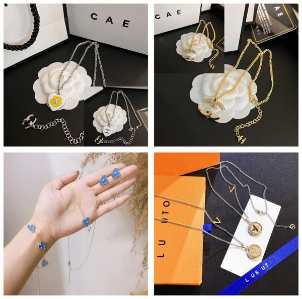 

luxury designer pendant necklaces 18k gold plated multicolor diamond letter necklace womens design love jewelry necklace gift bout1084625, Silver