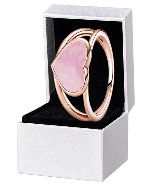 

girl women's pink swirl heart love ring rose gold wedding gift jewelry for 925 sterling silver lover rings with original box2655107, Slivery;golden