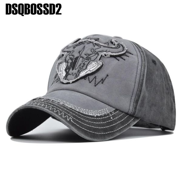 

dsqbossd2 summer new hat bull head retro sports hiking hat rebound washed cotton cap casual baseball cap men and women adjustable7624526, Blue;gray