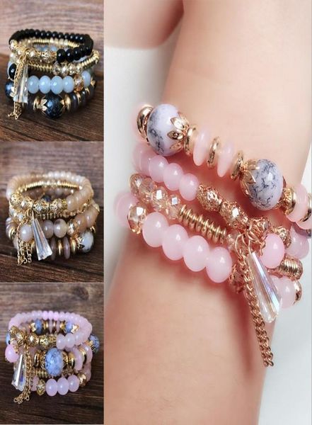 

women high end jewelry boho middle east marine style original design multilayer ring beaded bracelets crystal bracelet bangle7804580, Golden;silver