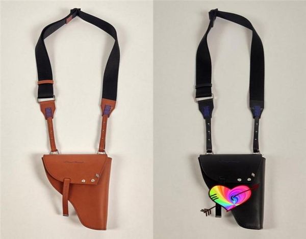 

waist bags noir brown ader error packs 2021 men women 11 gun shape adererror bag leather wide strap zstitch detail8447468