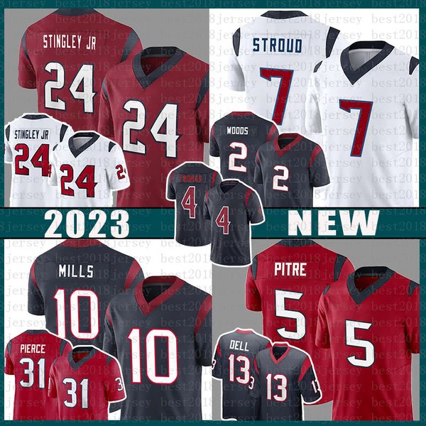 

cj stroud derek stingley jr. football jersey men robert woods houstons texans davis mills dameon pierce jalen pitre tank dell john metchie i, Black;red