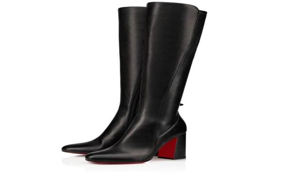 

elegant winter brands women s boots kronobotte knee boot chunky heels black calf leather lady booties party wedding eu35-434619006