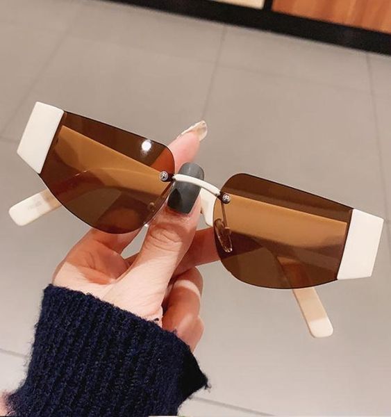 

sunglasses triangle cat eye for women vintage beige red gradient uv400 sun glasses men rimless black shades fashion brandsunglasse7335475, White;black