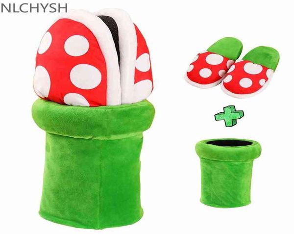 

super cotton slippers piranha decoration flower cosplay shoes autumnwinter plush slipper women man shoes gift whole g02107397843, Black