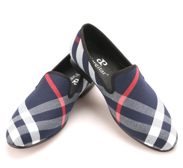 

blue and white plaid canvas shoes luxurious men loafers black pig leather insole men 039s casual shoes men039s flats8711920