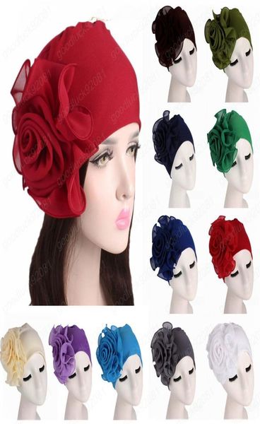 

new turban headband for women girls cotton flower kerchief elastic hair bands hat head wrap bandanas headwear3293200, Blue;gray
