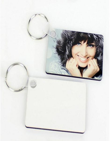 

wooden blank sublimation keychain portable 60403mm double sided thermal transfer key chain diy keyring pendant5745471, Silver