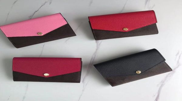 

2021 new classic women purse with box fashion ladies single zipper purses leather lady wallets womens wallet1966045, Red;black