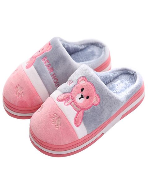 

warm winter slippers women cartoon bear home shoes nonslip thick sole indoor bedroom slippers house shoes couples plush slippers8783260, Black