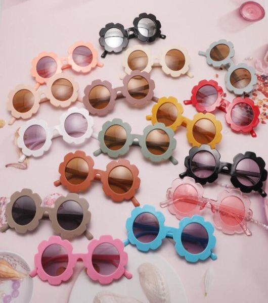 

16 colors cute flower round kids children sunglasses uv400 eyewear floral boy girl lovely baby sun glasses6639706, White;black