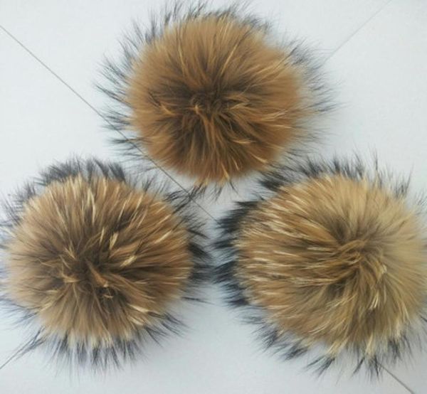 

15cm large real natural raccoon fur pompom ball w button on hat bag charm key chain keyring diy accessories2539156, Silver