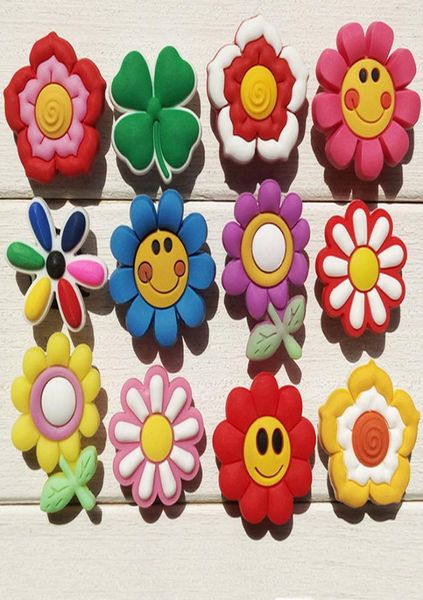 

50pcs small flower pvc shoe charms ornaments buckles fit for shoes bracelets charm decorationshoe accessories party gift 2559744, White;pink