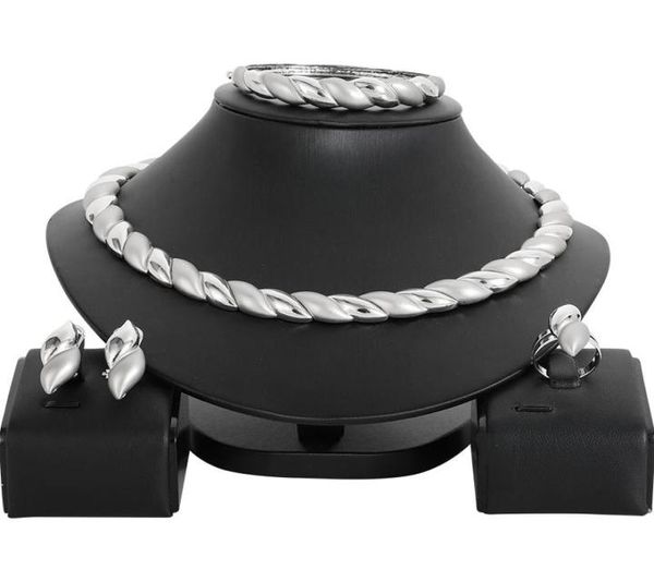 

earrings necklace dubai silver color jewelry sets for women choker ring charm african wedding bridal set5015600