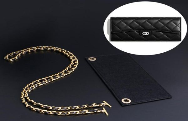 

bag accessories diy kit real cowhide leather chaininsert change your classic long flap wallet to a small crossbody purse5089086, Black