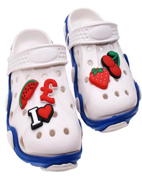 

red strawberry charms pvc garden shoe flower fashion shoes accessories wristband decoration buckle gift7853013, White;pink
