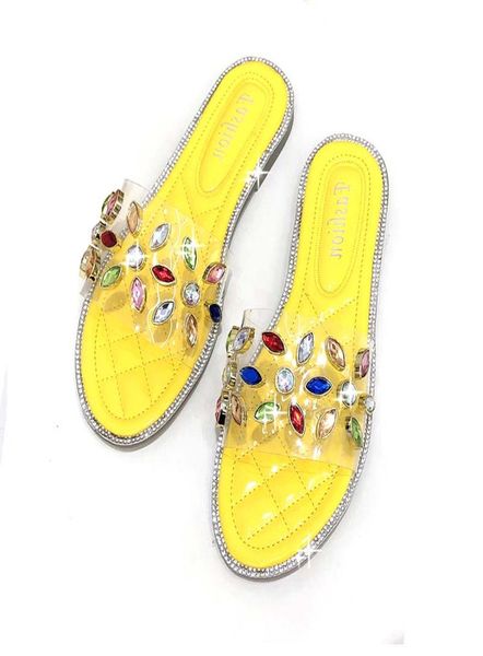 

women039s summer slides fashion transparent rhinestone sandals outdoor flat bottom casual beach flip flops ladies indoor slippe8481628, Black