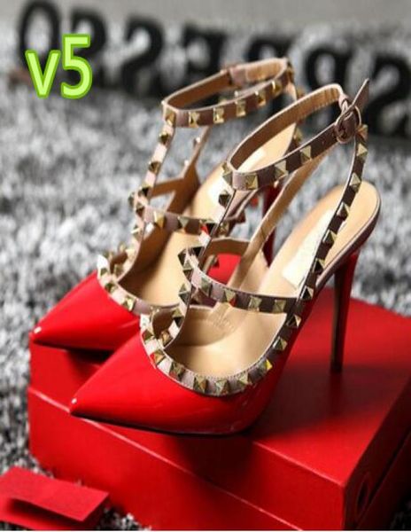 

party shoes rivets sandals tstrap women shoes patent slingback heels4562408, Black