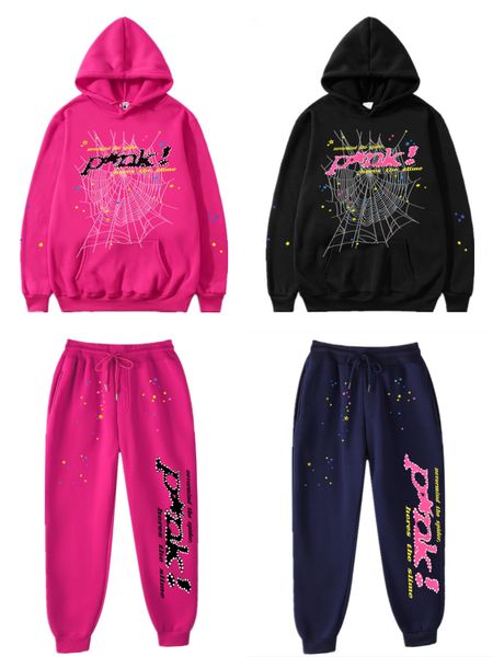 

young thug pink sp5der 555555 men women hoodie spider net sweatshirt spider web graphic 555555 sweatshirts pullovers hoody for ing, Black
