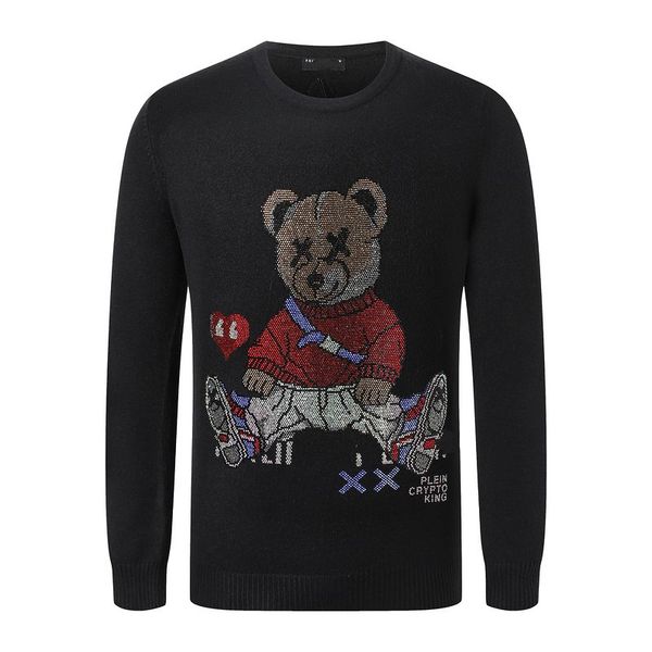 

plein bear men's sweaters pullover ls intarsia skull pp mens sweaters long sleves knits letters budge rhinestone sweatshirt men knit c, White;black