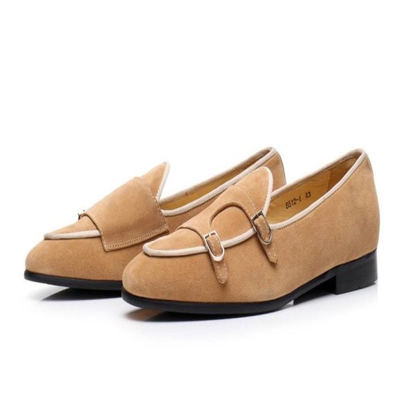 

suede leather men dress shoes doublemonk loafers men039s moccasins smoking slippers casual shoes flats wedding party dress sho4481111, Black