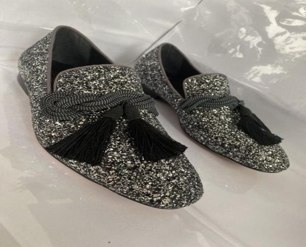 

shinny glitter men casual shoes flat heel fashion desinger loafers driving boats5847250, Black