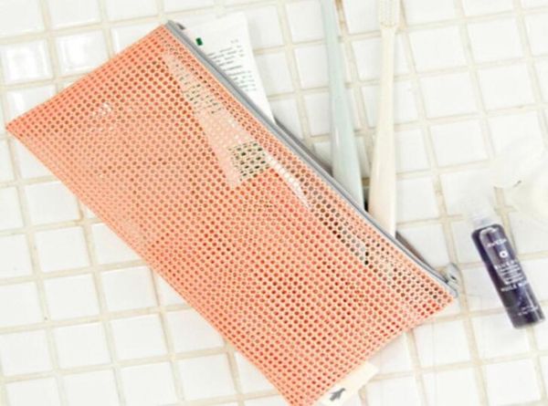 

nylon net cosmetic bag transparent solid toiletry pouch lady makeup storage package travel portable kitchen office stuff bags1479037