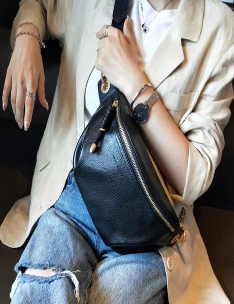 

genuine cow leather fanny pack for women waist bag waterproof belt bag purse fashion money belt ladies shoulder bag chain female8872246