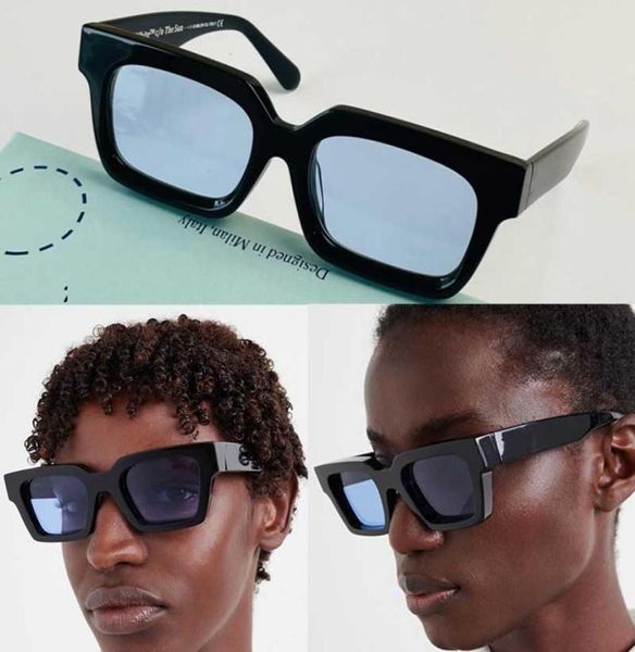 

blue arrow model sunglasses ow40001 black square thick plate frame blue lenses luxury glasses size 5719145 with original box1350759, White;black