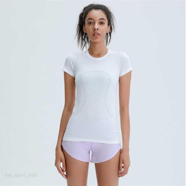 

women's yoga short sleeve clothes solid color nude sports t-shirt shaping waist tight fitness loose jogging sportswear women&232a