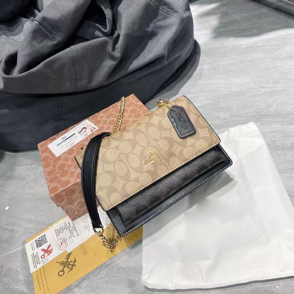 

24ss women's messenger bags glacier white collar milk tea small square bag vintage klare chain organ bag