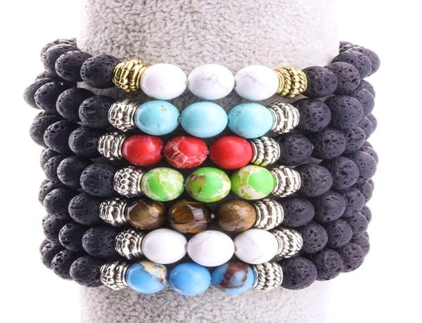 

8mm black lava stone beads strand bracelet volcano rock diy essential oil diffuser bracelets for women men jewelry4102003