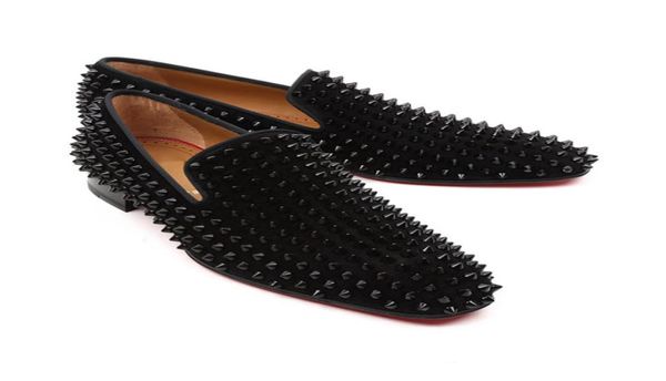 

luxurious name brand homme shoes men bussiness dress loafers spiked shoes slip on dandelion sneaker s oxford flats2301257, Black