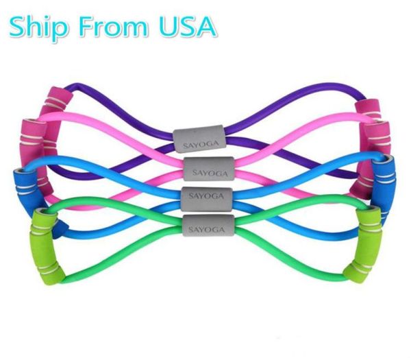 

dhl in stock usa 8 word resistance bands fitness gum rubber loop latex resistance fitness stretch yoga training cross elastic band6117902