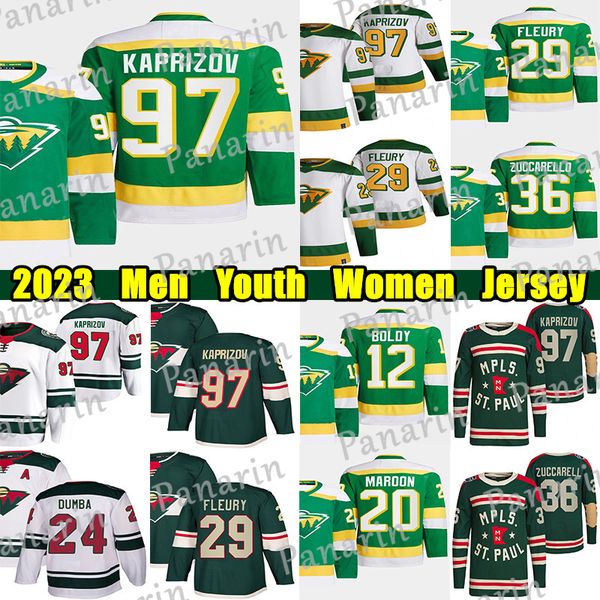 

#97 kirill kaprizov reverse retro hockey jersey marc-andre fleury jared spurgeon mats zuccarello pat maroon marcus foligno faber joel erikss, Black;red