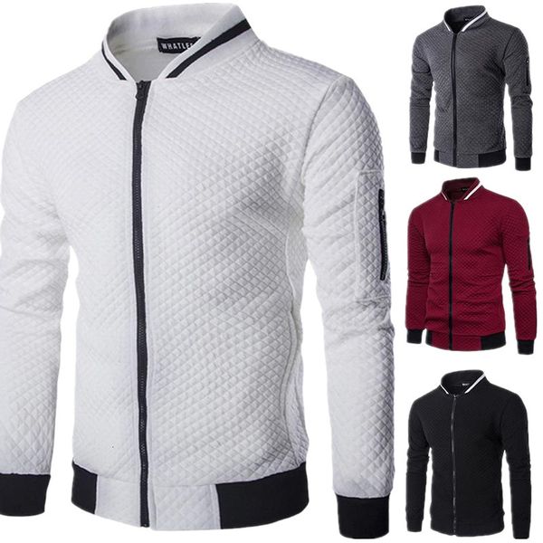 

men s jackets casual plaid cardigan plush zip sweatshirt stand collar jacket slim fit long sleeve street coat fashion male clothes 230906, Black;brown