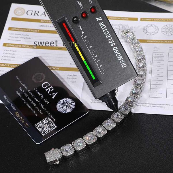 

punk style men's jewelry iced out 18k gold 925 sterling silver vvs moissanite diamond tennis chain bracelet with gra certificate