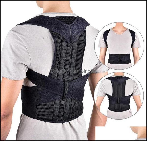 

back safety athletic as sports outdoorsback support adjustable posture corrector belt clavicle spine men woemen workplace outdoo6292712, Black;blue