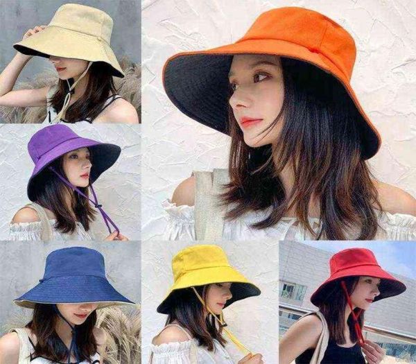 

fashion casual sun bucket hat summer women039s cap wide brim foldable antiuv flat fisherman cap panama female hat gorro pescad2438284, Blue;gray