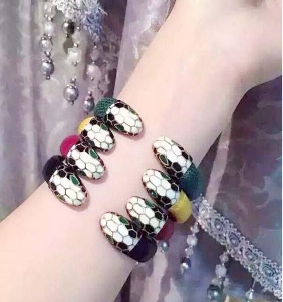 

highquality titanium steel jewelry whole designer titanium steel dripping oil snake head open environmental protection leathe3661660, Golden;silver