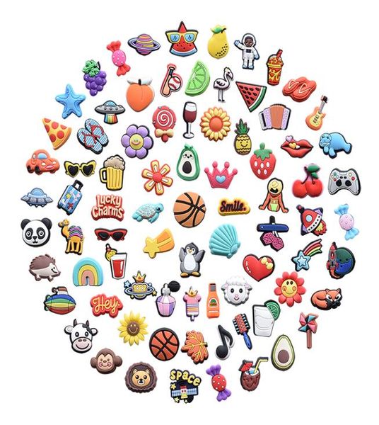 

random cartoon animal fruit beach soft rubber pvc shoe charms for bracelet decoration shoe accessories part gift6946885, White;pink