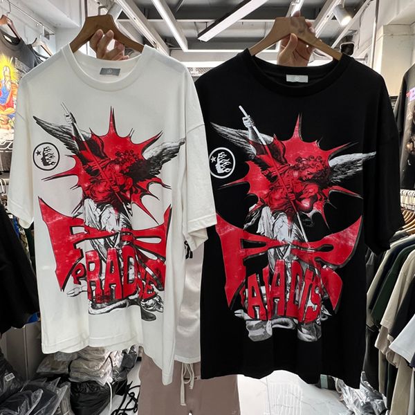 

men's tshirts hellstar tshirt angel alphabet print american hip hop summer cotton breathable short sleeve t shirt couple tee 230905, White;black
