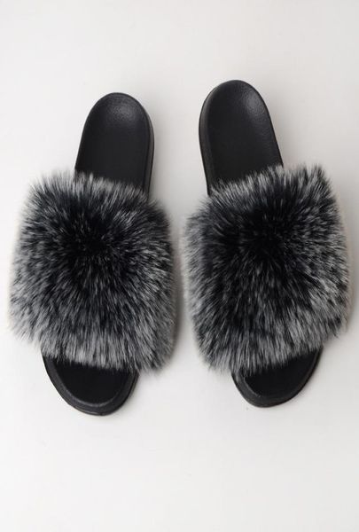 

women designers clothes 2021 slipper fox indoor house summer oneline slippers imitation hat fur outdoor casual sandals fashion5009280, Black