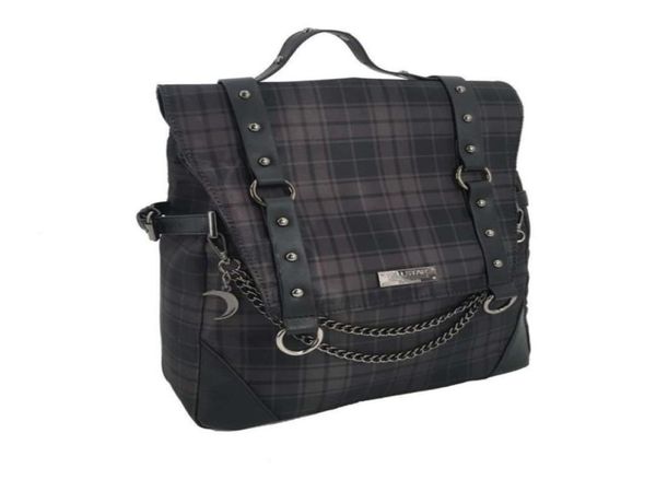 

plaid gothic punk rock chain backpack women techwear goth sac a dos mochilas school bags for teenage girls bagpack 2109133193312