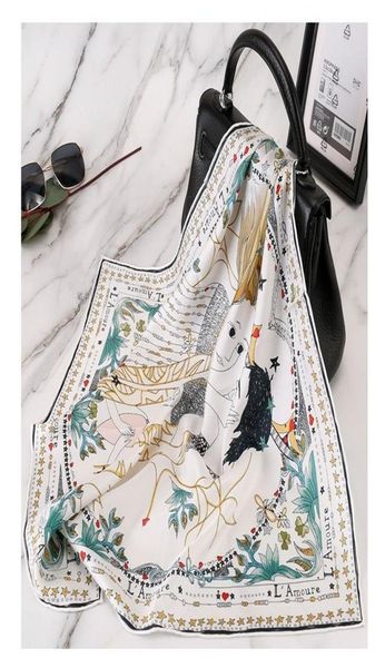 

scarves small square 100 silk scarf neckerchief bandana women8880264, Blue;gray
