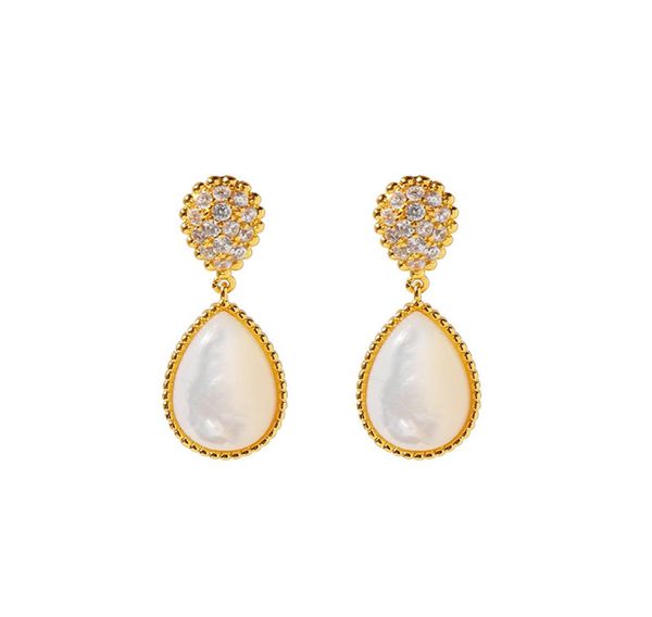 

new autumn and winter set diamond drop agate fritillary brass earrings jewelry womens designer earrings diamond earrings9290516, Golden
