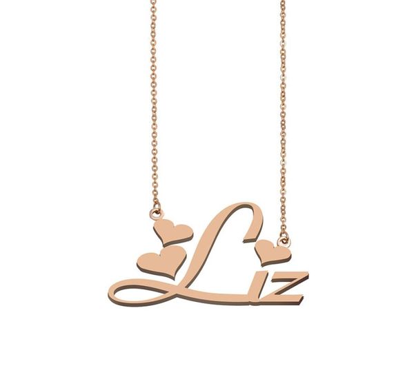 

liz name necklaces pendant custom personalized for women girls children friends mothers gifts 18k gold plated stainless steel8031627, Silver