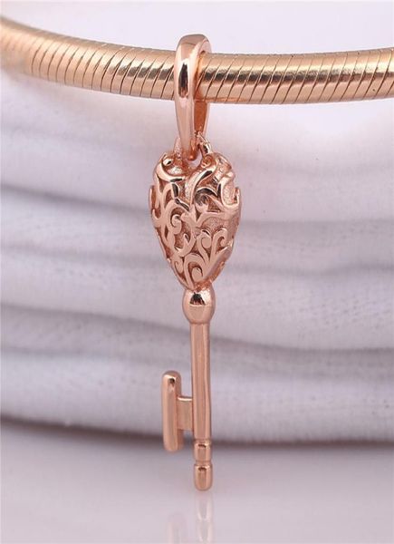 

925 sterling silver charm bead rose gold regal key pendant fit original necklace bracelet bangle for women jewelry gift8468588
